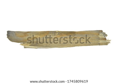 Natural pine wood cracked plank texture. Grain, cover. Isolated on white background