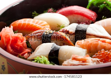 Japanese Cuisine - Sushi Set Royalty-Free Stock Photo #174581123