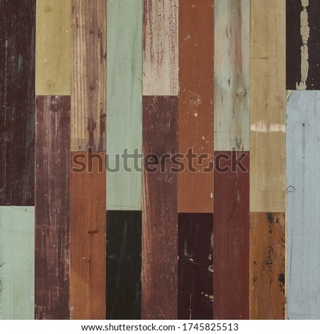 Multicolored aged weathered wood wall and floor panel seamless texture