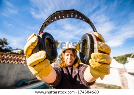 ear muff to protect workers' ears  Royalty-Free Stock Photo #174584660