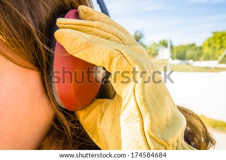 ear muff to protect workers' ears  Royalty-Free Stock Photo #174584684