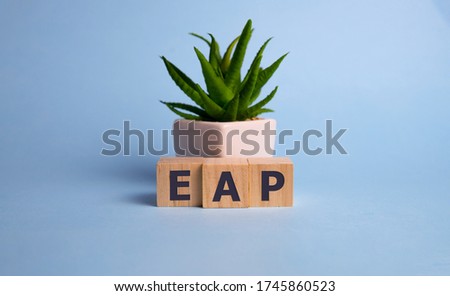 Employee assistance program EAP sign on wooden cubes Royalty-Free Stock Photo #1745860523