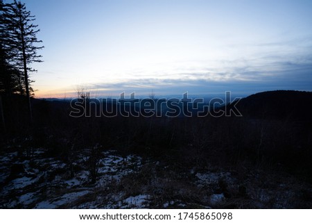 aerial view of a idyllic scenery in the Black Forest (Southern Germany) at winter time