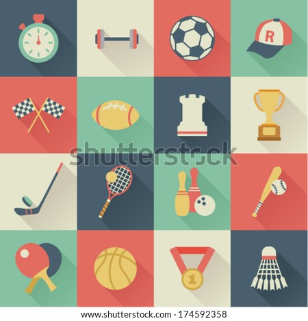 set of square sport icons