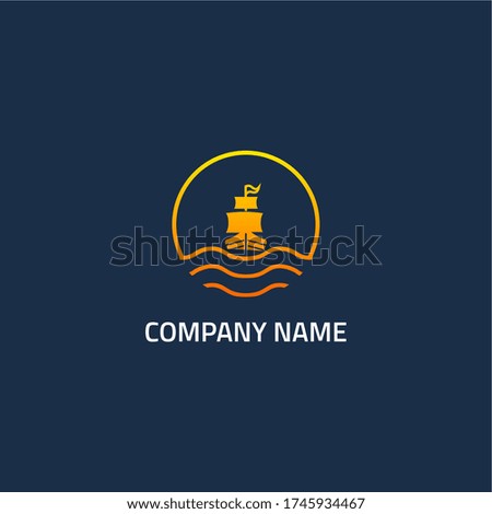 ocean and ship design logo vector icon