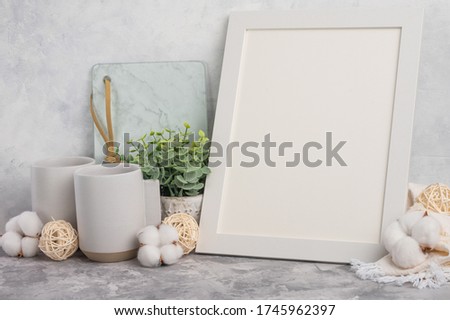 Background for inscriptions, empty white frame on the background of kitchen utensils. For design fonts, logos and labels.