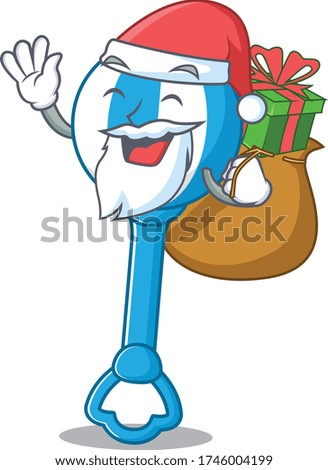 Cartoon design of rattle toy Santa having Christmas gift