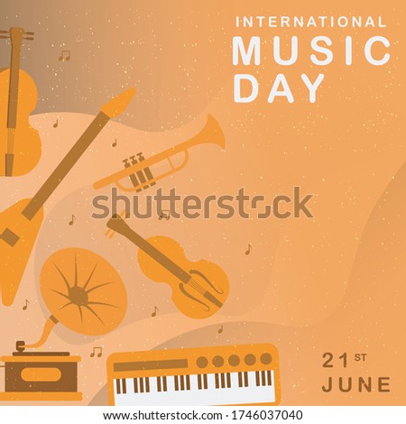 music instrument vector design, happy world music day poster and flyer