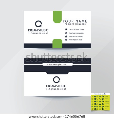 clean dark business card Modern business card template design. With inspiration from the abstract. Contact card for company. Two sided black and white on the gray background. Vector illustration.