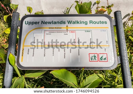 Upper Newlands Walking Routes street road sign in Cape Town.