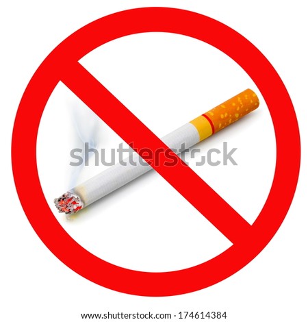 The sign no smoking. Illustration on white background no smoking sign with cigarette 