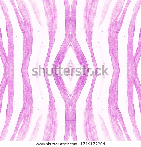 Seamless Animal Skin. Fashion Zoo Texture. Purple Watercolor Design. Seamless Cheetah Ornament. Zebra Skin. Abstract Wild Texture. Watercolour Stripes. Seamless Violet African Ornament.