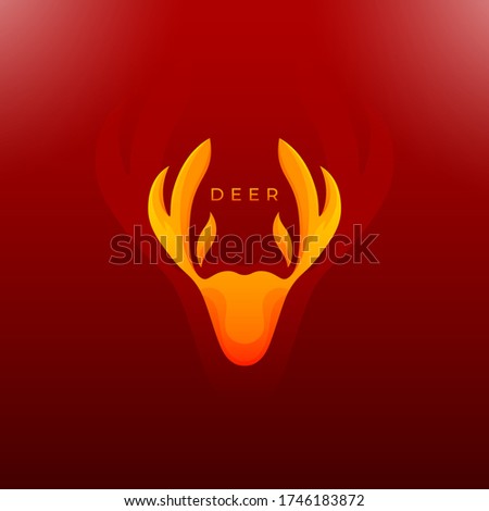 Vector Logo of Deer Color Illustration Gradient with red, orange and yellow color composition. Give a symbol of warmth