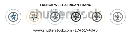 French west african franc icon in filled, thin line, outline and stroke style. Vector illustration of two colored and black french west african franc vector icons designs can be used for mobile, ui, 