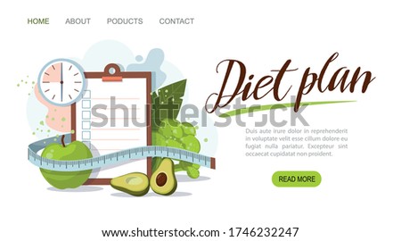 Healthy food and Diet planning. Weight loss concept. Web banner template Royalty-Free Stock Photo #1746232247