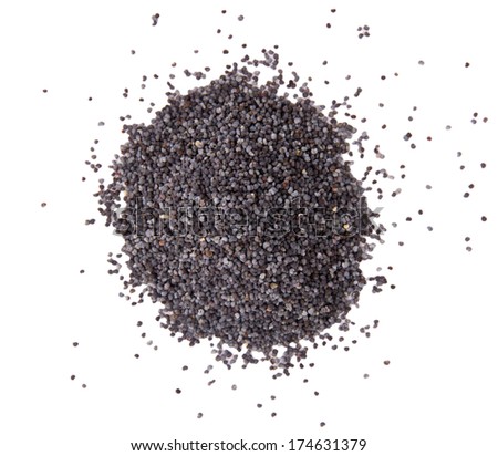 Pile of poppy seeds isolated on white