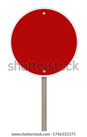 Blank red sign or Empty traffic signs isolated on white background. Object with clipping path