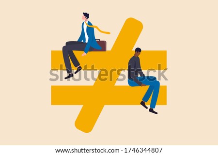 Human inequality and injustice, discrimination and racism as global social issue concept, upper class business man sitting on top of injustice, unfairness symbol with person of color at the bottom. Royalty-Free Stock Photo #1746344807