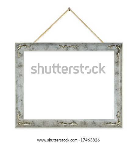 Retro frame on string, isolated on white background