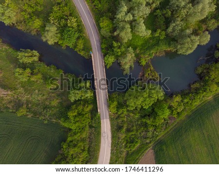 Bridge on the River Karas. Aerial photography.