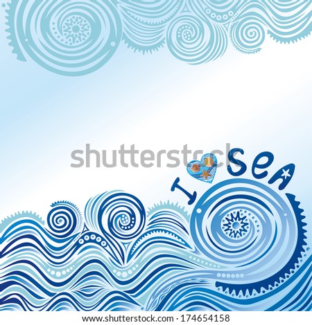 I love sea vector illustration