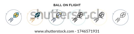 Ball on flight icon in filled, thin line, outline and stroke style. Vector illustration of two colored and black ball on flight vector icons designs can be used for mobile, ui, web