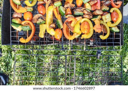 grilled vegetables and mushrooms: tomatoes, zucchini, peppers, great taste