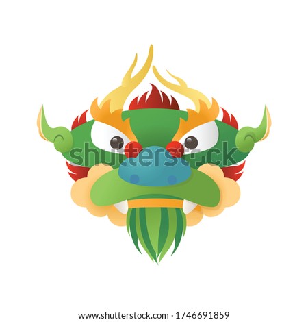 Traditional Chinese Dragon - head front view - vector illustration isolated