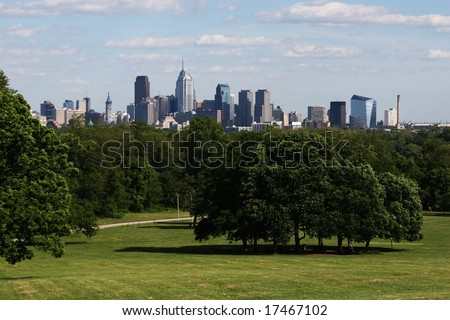 A beautiful scenic view of downtown philadelphia skyline