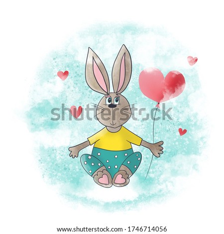 Cute  little Rabbit with balloon
