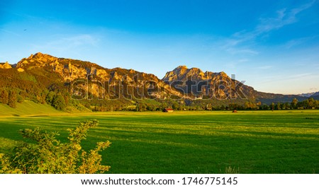 Typical landscape in Bavaria and Allgau - the German Alps. High quality photo