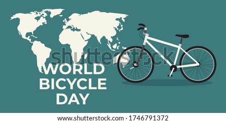 vector illustration for world bicycle day with cycle and world map