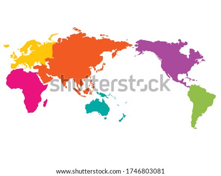 Illustration of a colorfully colored world map. vector.