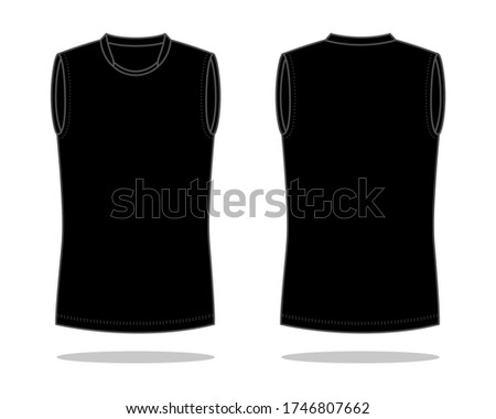 Blank Black Sleeveless Badminton Shirt Vector For Template.
Front And Back Views.