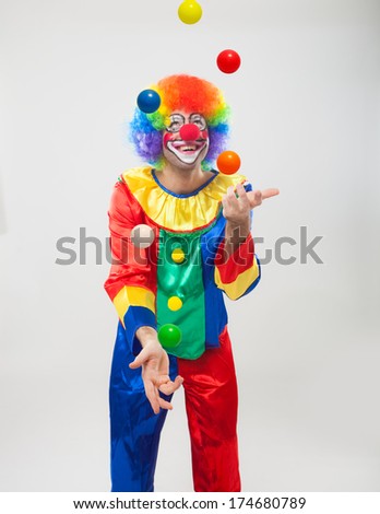 Funny clown juggling balls