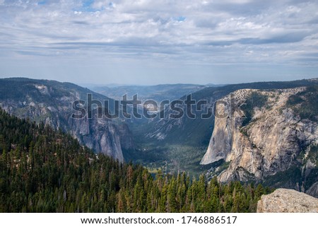 Yosemite Valley and El Capitan seen from Sentinel Dome. Yosemite National Park, California, USA