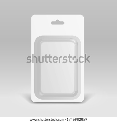 Mockup White Product Package Box Blister. Illustration On Gray Background. Mock Up Template. Royalty-Free Stock Photo #1746982859