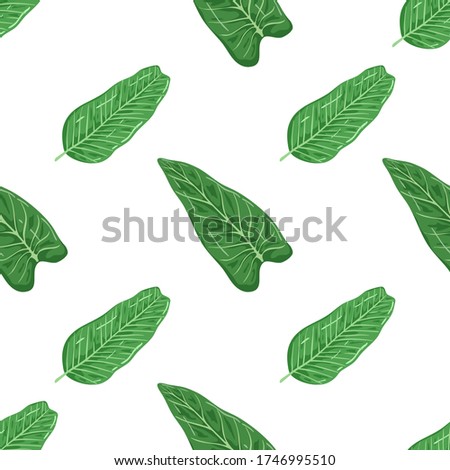 Seamless pattern of banana leaves for summer concept on white background