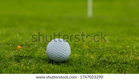 Golf ball on grass before the hole