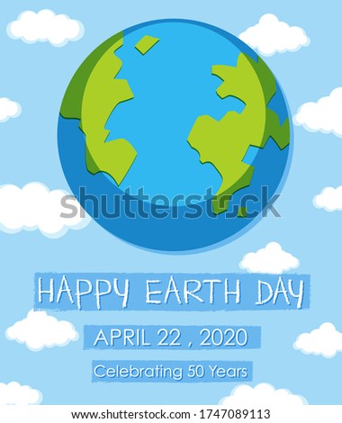 Poster design for happy earth day with earth and sky background illustration