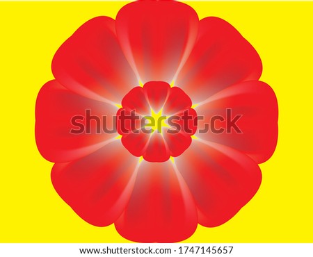 red flower illustration on yellow background 