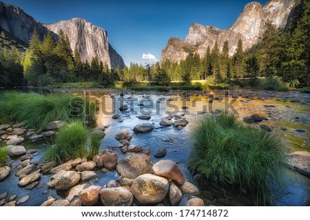 Typical view of the Yosemite National Park. Royalty-Free Stock Photo #174714872