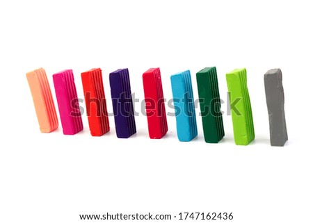 Children bright colorful plasticine isolated on white background