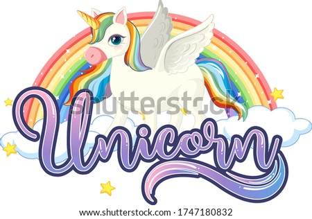 Cute unicorn with unicorn sign illustration