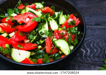 Fresh Spring Vegetable Salad. Vegetarian food. High quality photo