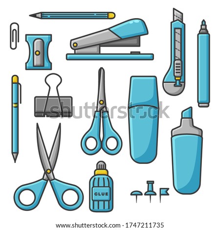Stationery Doodle Outline Style Vector Design