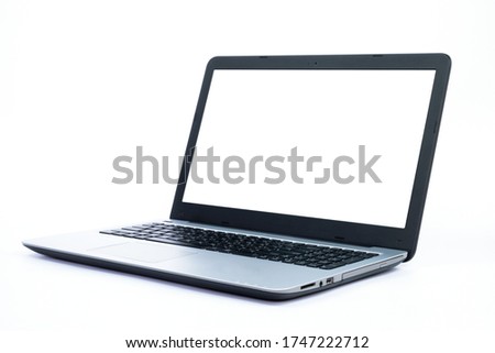 Isolated laptop with blank screen on white background. Royalty-Free Stock Photo #1747222712