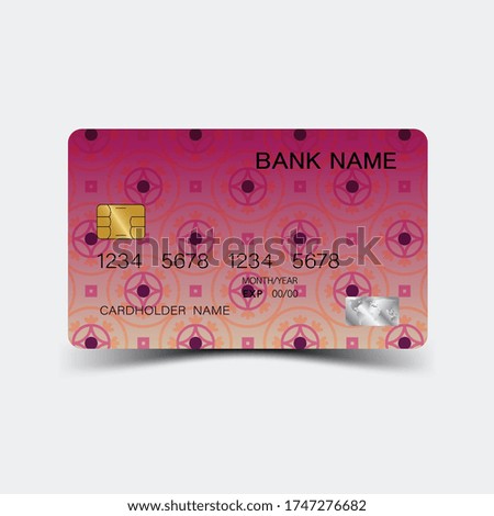 Credit card. With inspiration from the abstract.  Black and purple on the white background. Glossy plastic style. Vector illustration design EPS 10