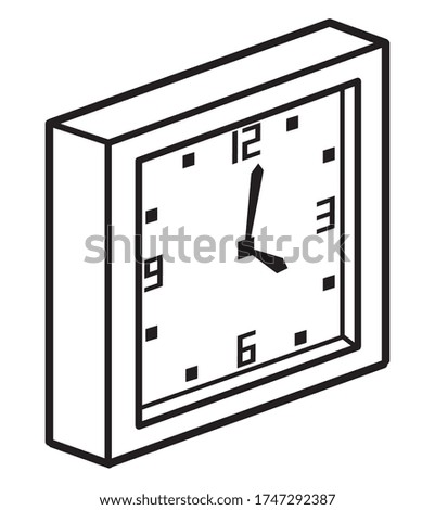 clock / cartoon vector and illustration, black and white style, isolated on white background