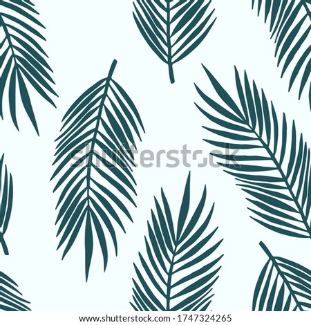 Tropical seamless pattern with palm leaves. Hand drawn summer illustration for cards, posters, textile, clothes and other design.